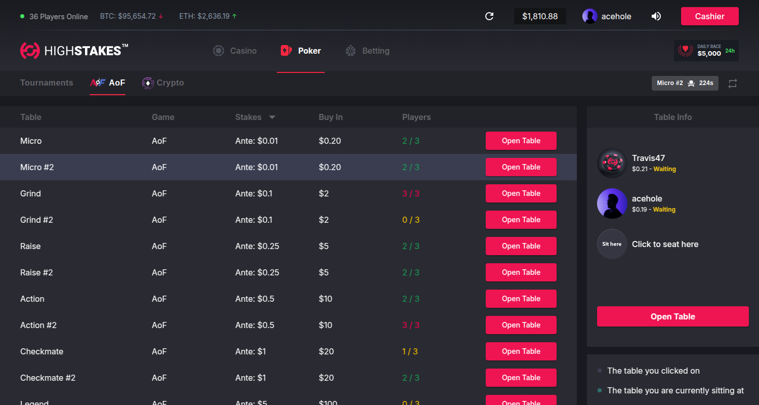 HighStakes Poker Client Screenshot