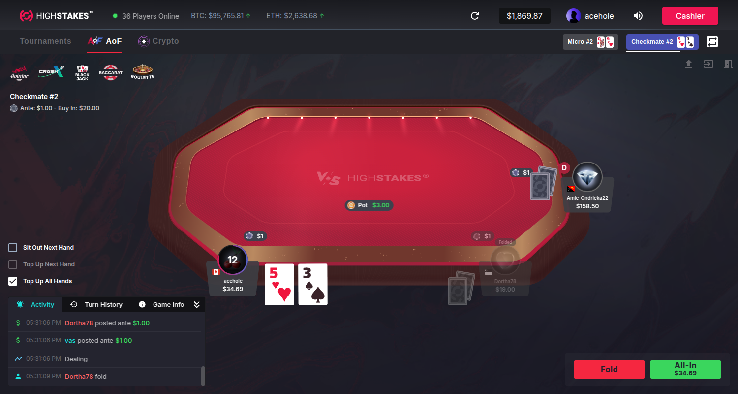 HighStakes Poker Client Screenshot