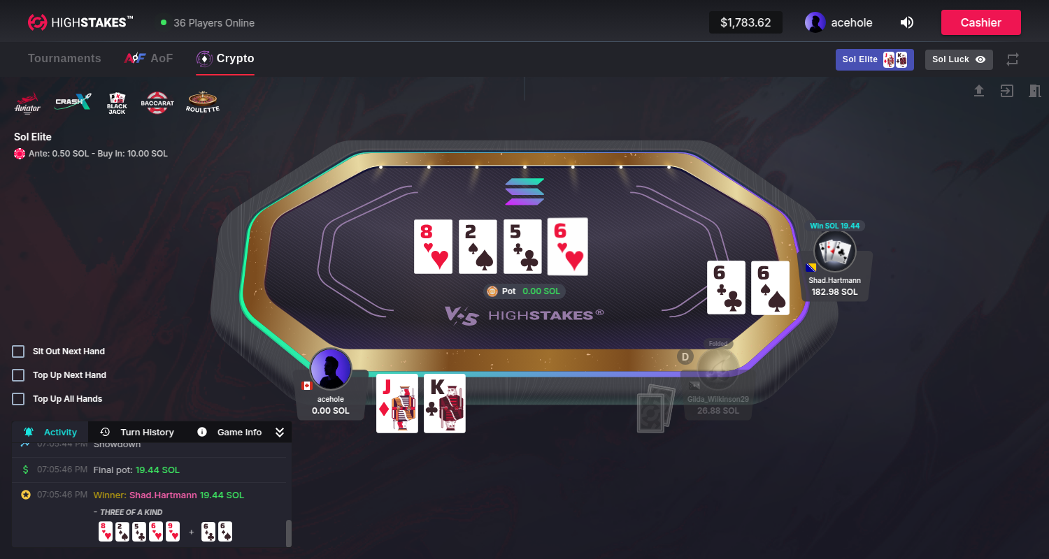 HighStakes Poker Client Screenshot