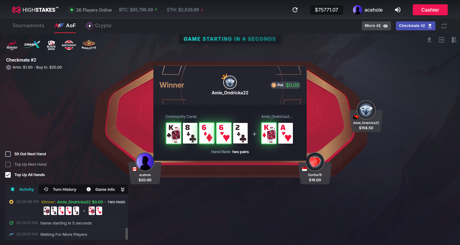 HighStakes Poker Client Screenshot